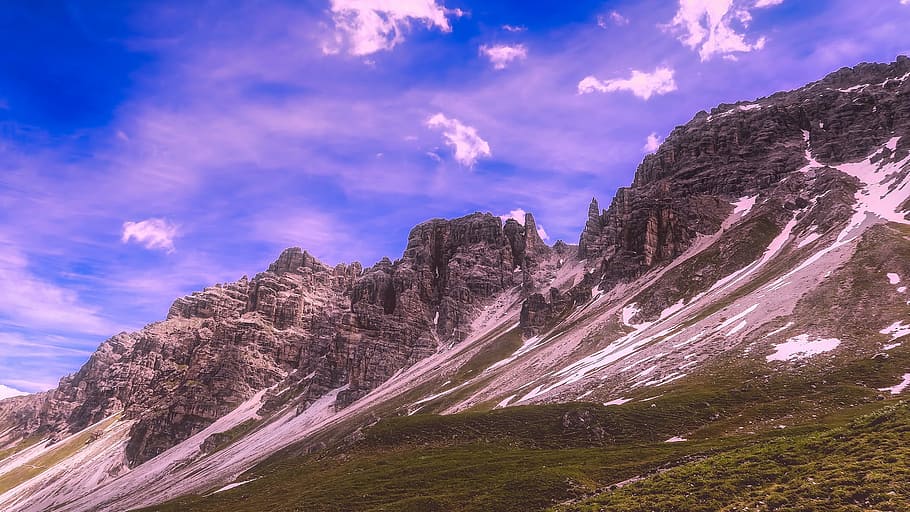 green grassland and mountain, austria, mountains, valley, sky HD wallpaper