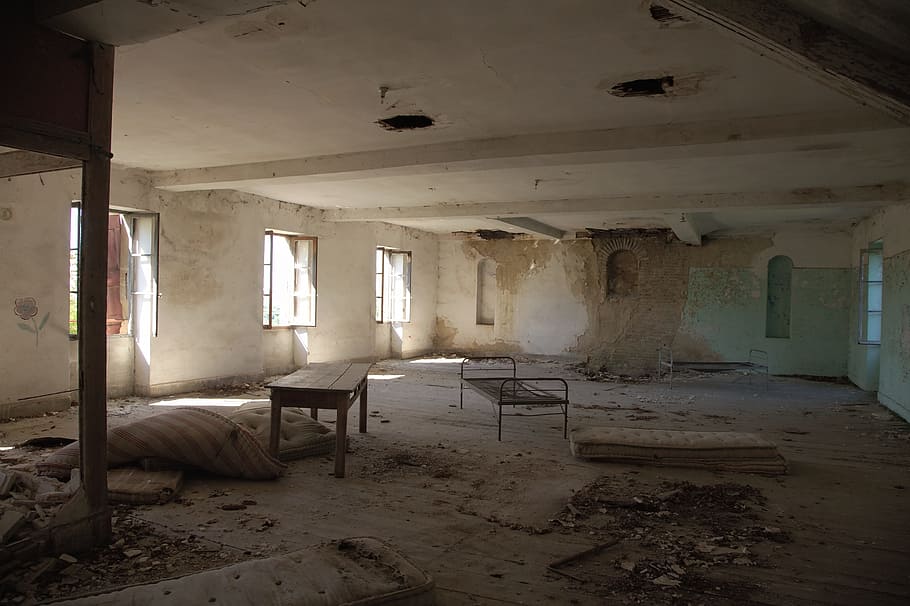 Ruin, Dormitory, Dirty, Old, leave, destroyed, run down, loneliness