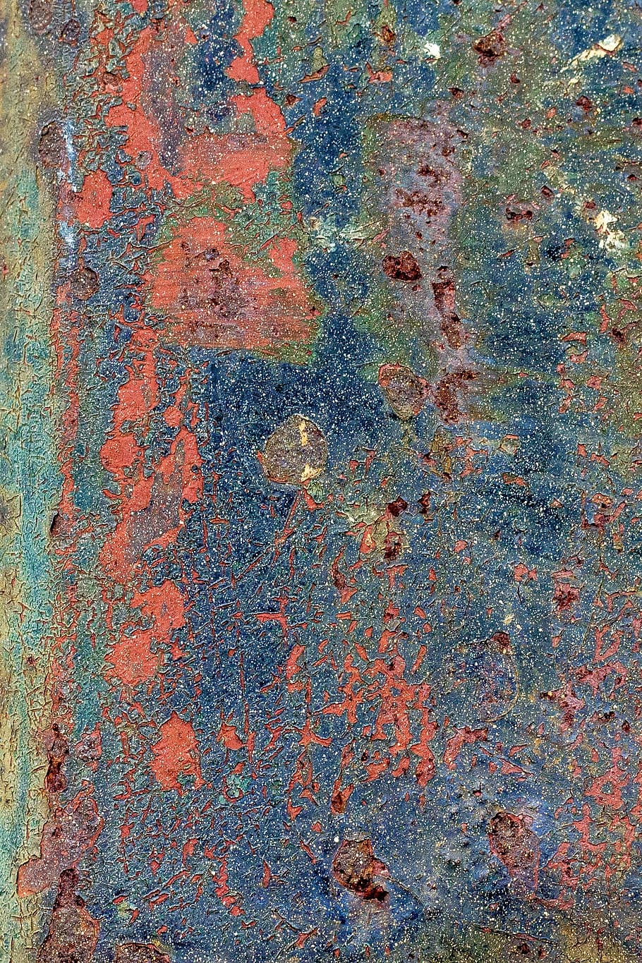 blue and red pattern splash, Background, Texture, Metal, Rust