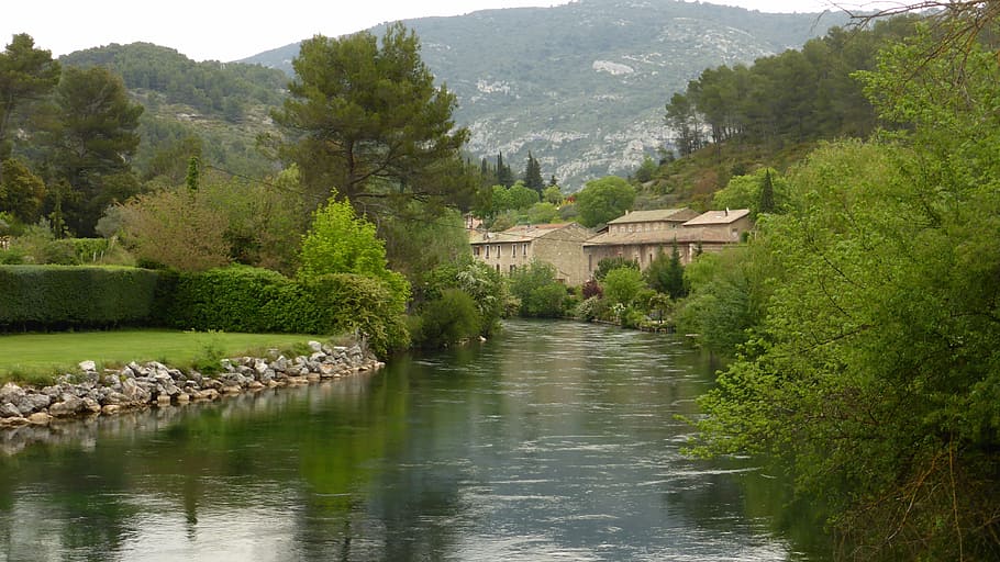 Provence, Light, Color, Landscape, fontaine de vaucluse, river HD wallpaper