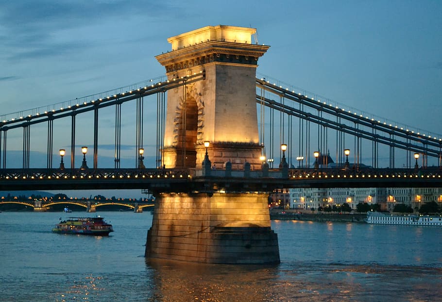 bridge, hungary, danube, water, cityscape, river, budapest HD wallpaper