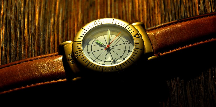 brown, macro, works, hour s, accuracy, navigational compass HD wallpaper