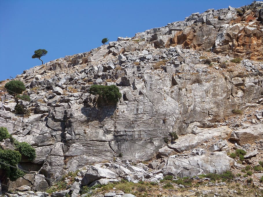 Rock, Tree, Nature, Stone, Sky, than life artist, cliff, mountains HD wallpaper