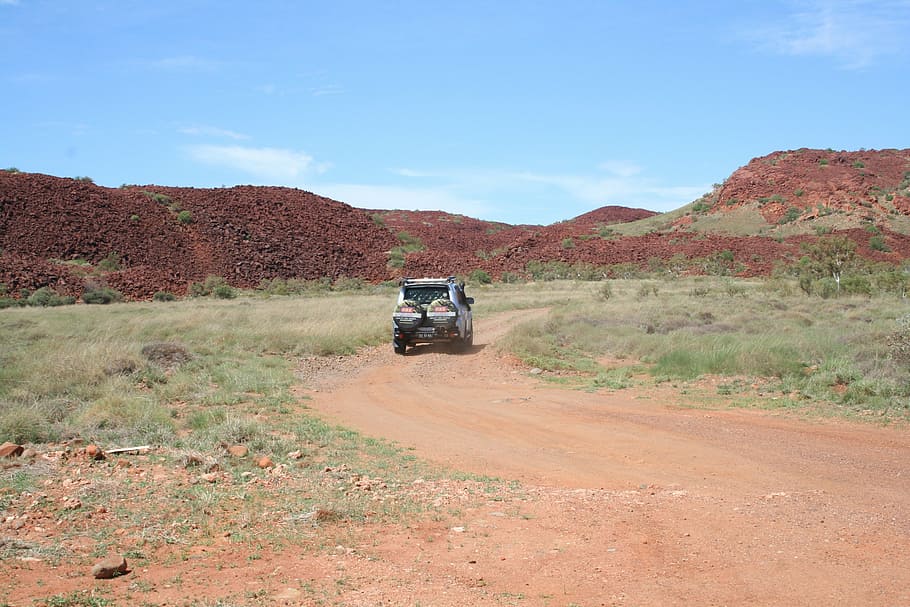 pilbara, outback, road, red, sky, desert, karratha, travel HD wallpaper