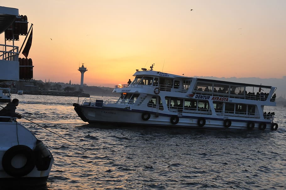 sunset, throat, marine engine, nautical vessel, mode of transportation HD wallpaper