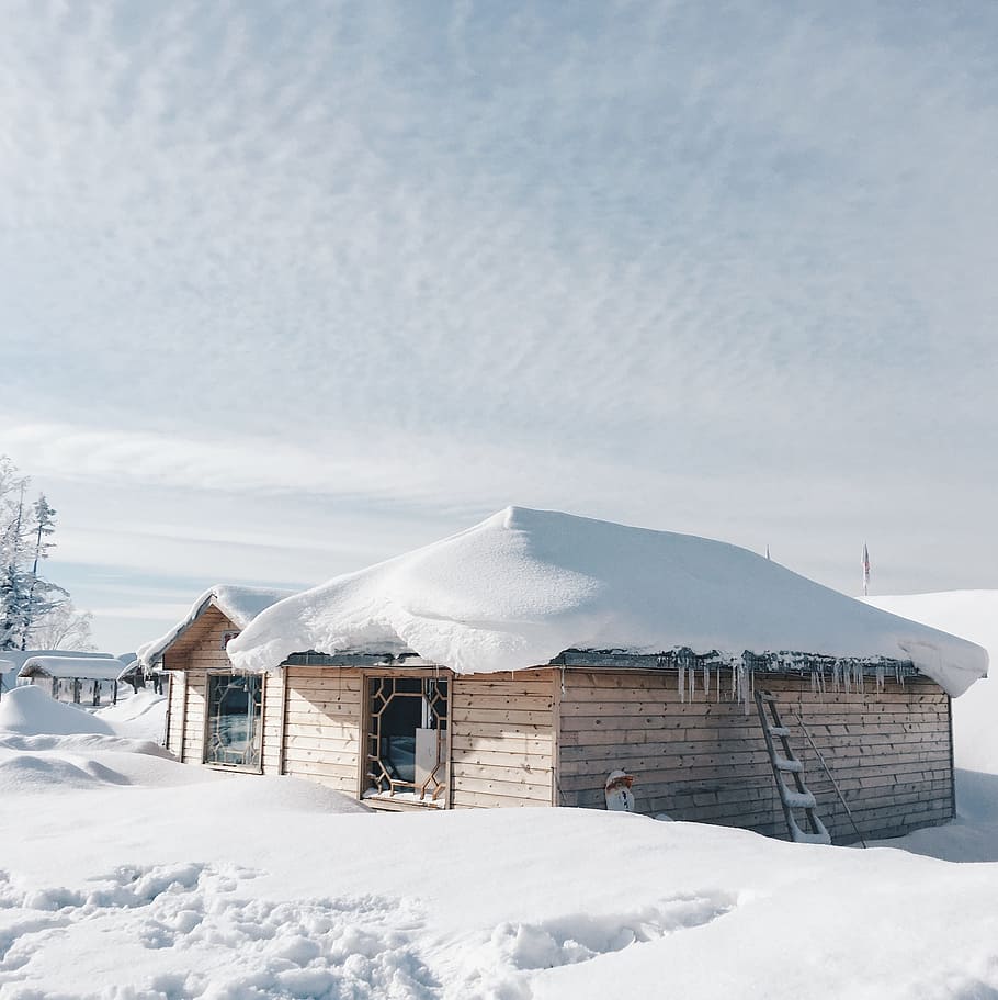 snow, winter, house, cold temperature, architecture, sky, building exterior HD wallpaper