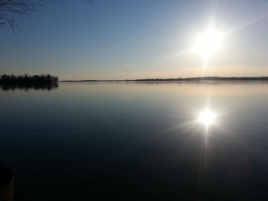 sunset, reflection, water, grey, blue, tranquility, sky, beauty in nature HD wallpaper