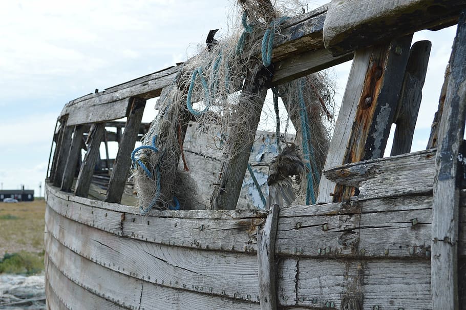 black, white, ship, wreck, marine, shipwreck, fishing, abandoned HD wallpaper