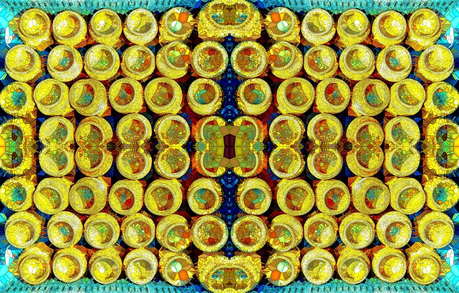 earthen pots, glass paint pattern, tiling, green color, full frame HD wallpaper