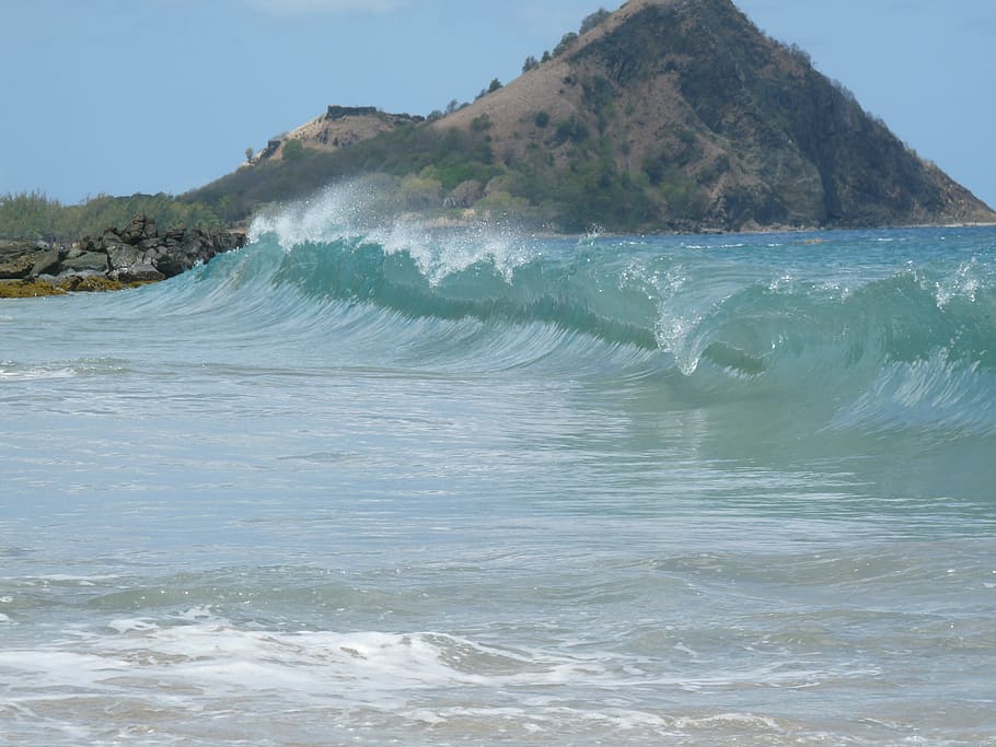 ocean, wave, waves, beach, water, flowing, sea, outside, caribbean HD wallpaper