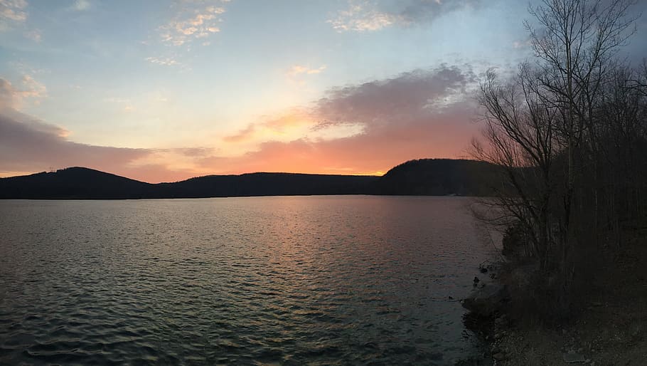 sunset, clouds, nature, scenic, sunlight, landscape, sky, water HD wallpaper