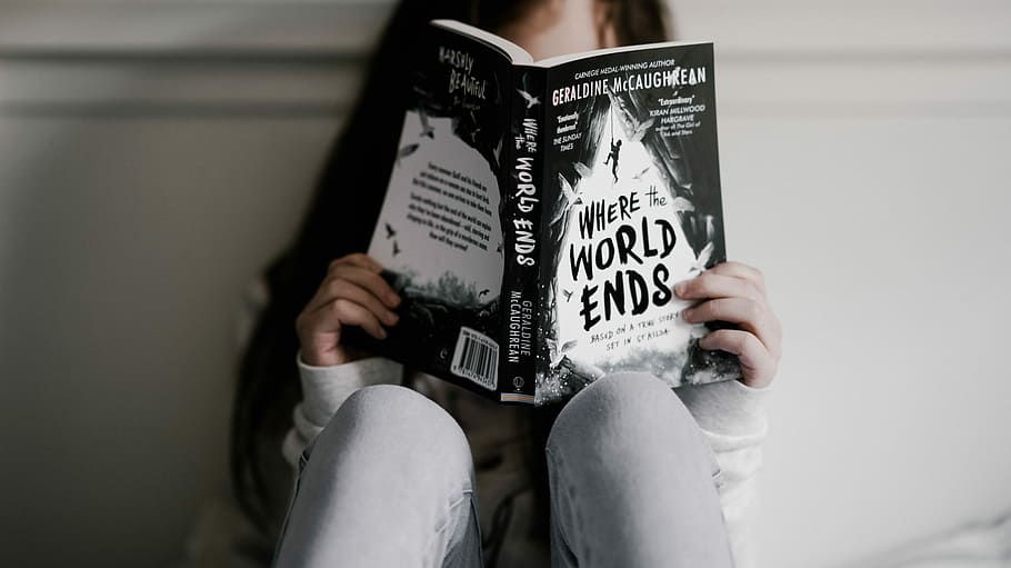 woman reading book while seating, girl reading Where the World Ends book HD wallpaper
