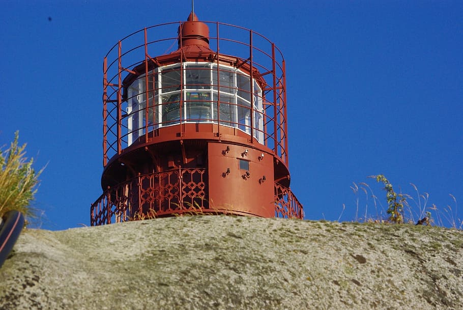 lighthouse, beacon, coast, sea, coastline, old, sky, blue, nature HD wallpaper