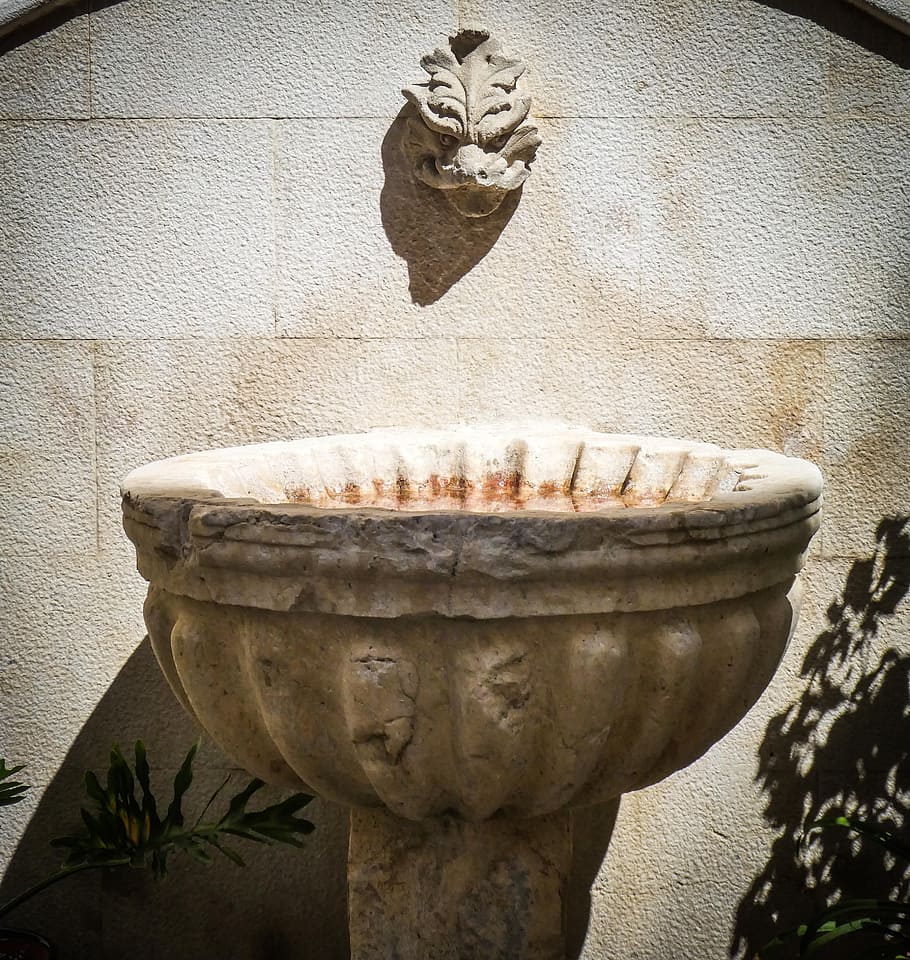 fountain, water, drink, cold, summer, outdoor, stone, face HD wallpaper