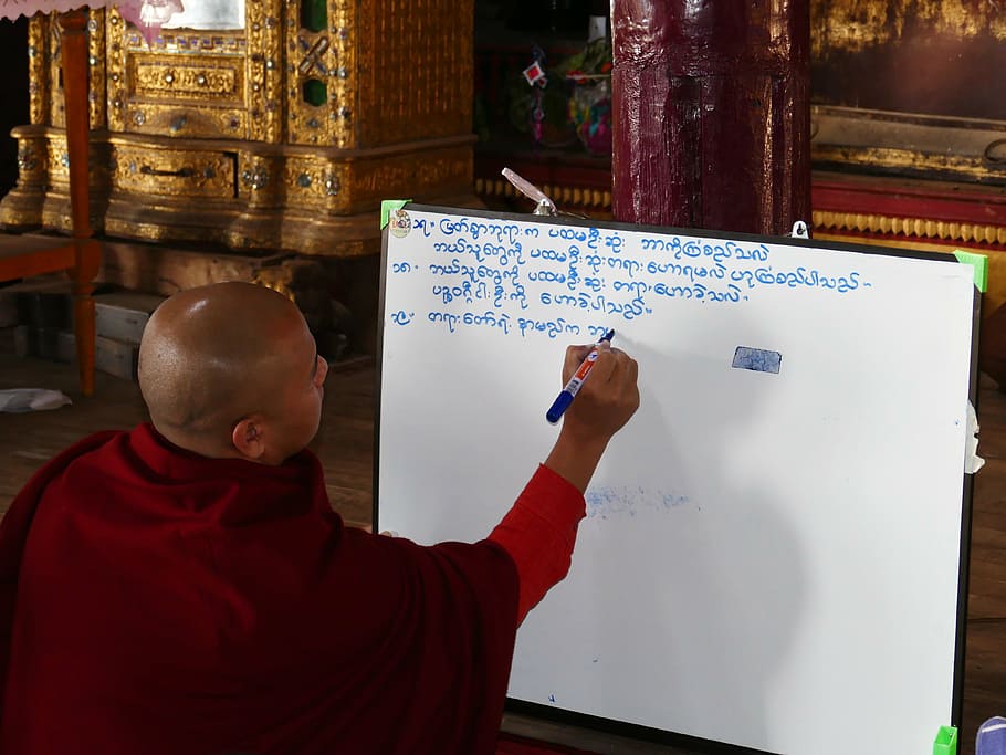 school, leave, monk, burmese, font, board, learn, burma, myanmar HD wallpaper