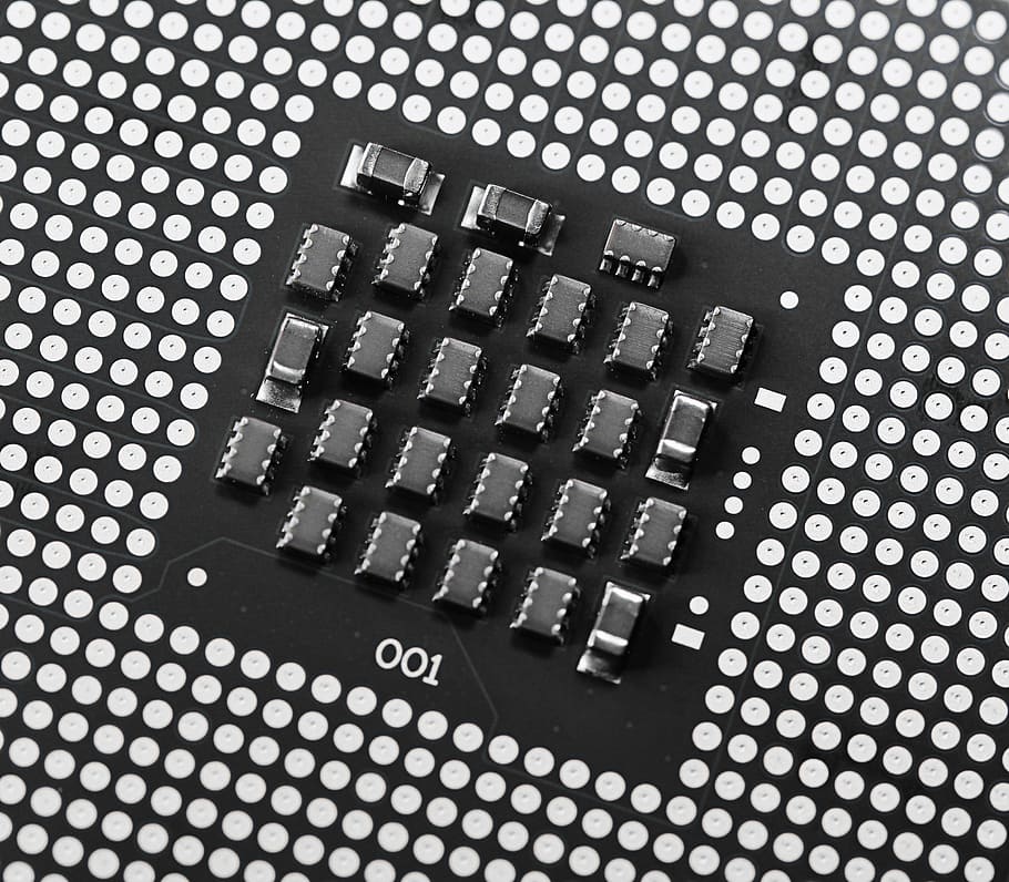 macro photography of black circuit board, tech, processor, computers HD wallpaper