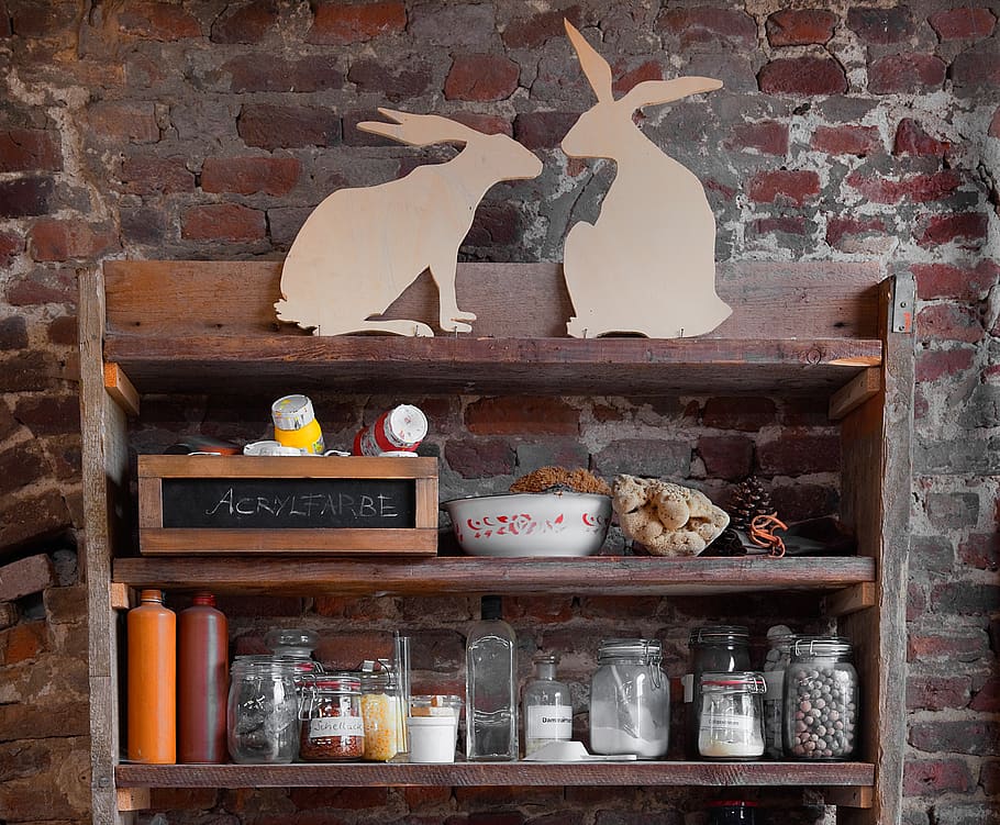 rabbit, shelf, workshop, art, nostalgic, past, profession, craft HD wallpaper