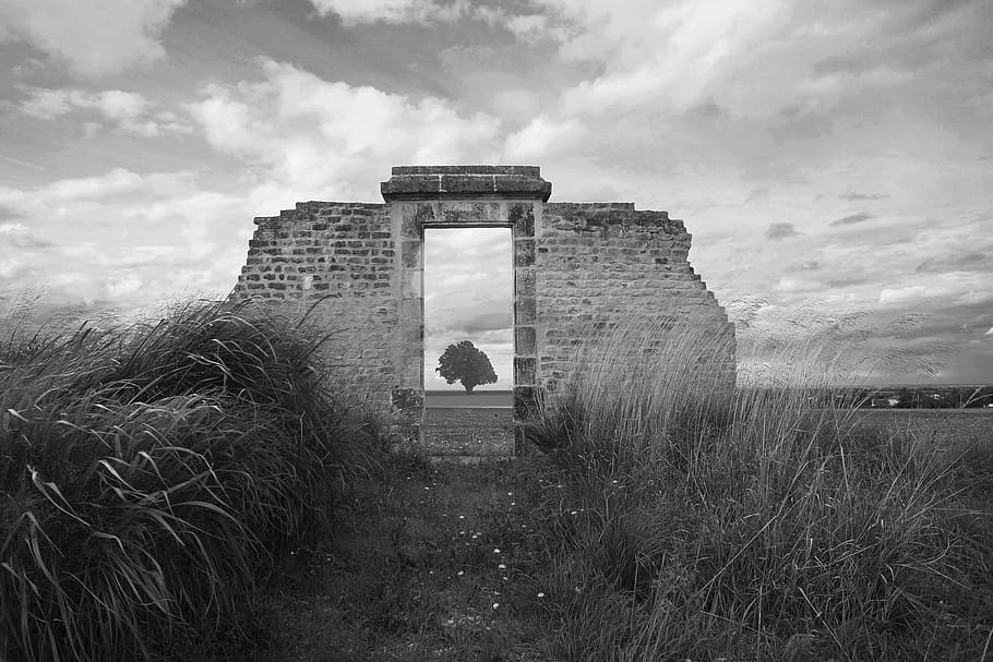 door, building, ruin, history, the past, cloud - sky, architecture HD wallpaper
