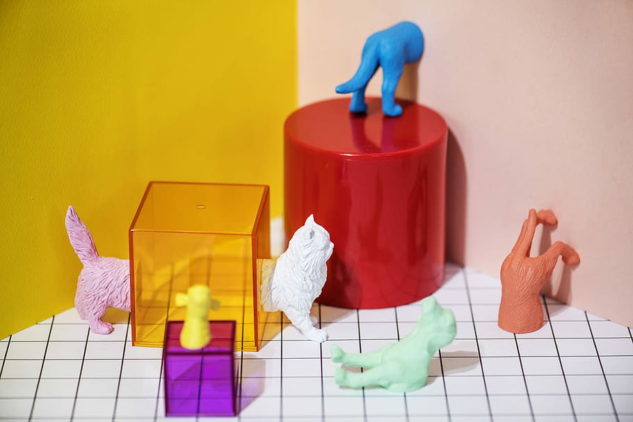 assorted plastic toy lot, figure, dog, model, miniature, tiny