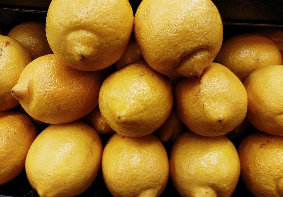 lemons, citrus, fruit, yellow, raw, ripe, stacked, display HD wallpaper