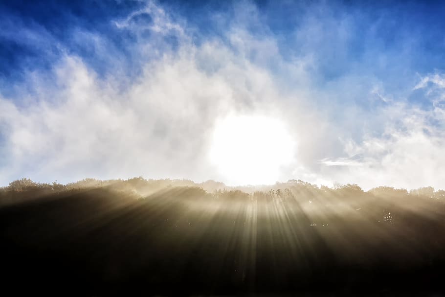 sunrise, landscape, skies, nature, morning, fog, mood, sky HD wallpaper