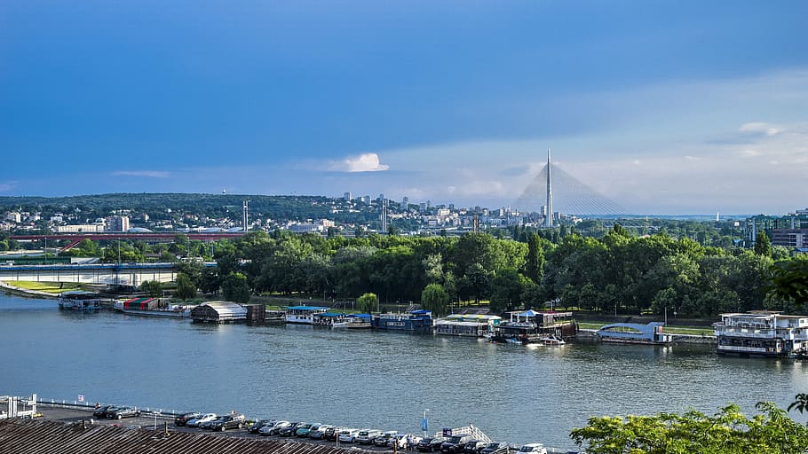 river, sava, newbelgrade, bridge, water, built structure, architecture HD wallpaper