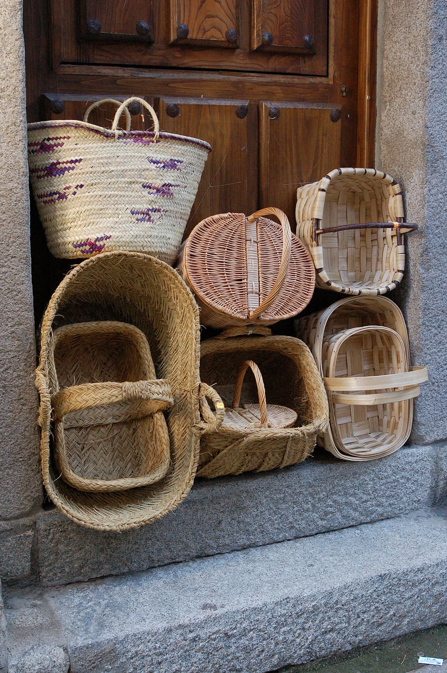 basket, wicker, container, wood - material, no people, still life HD wallpaper