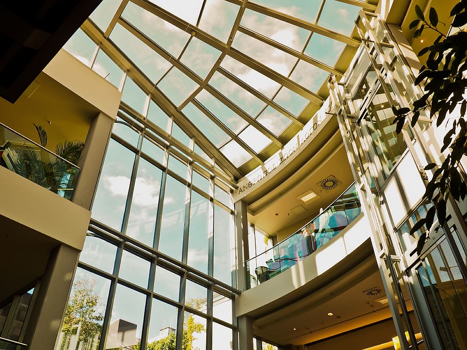 low-angle photography of building interior, interior design HD wallpaper