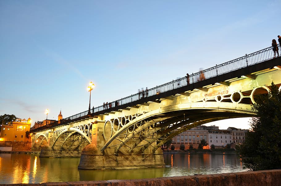 bridge, triana, spain, river, engineering, bridge - man made structure HD wallpaper