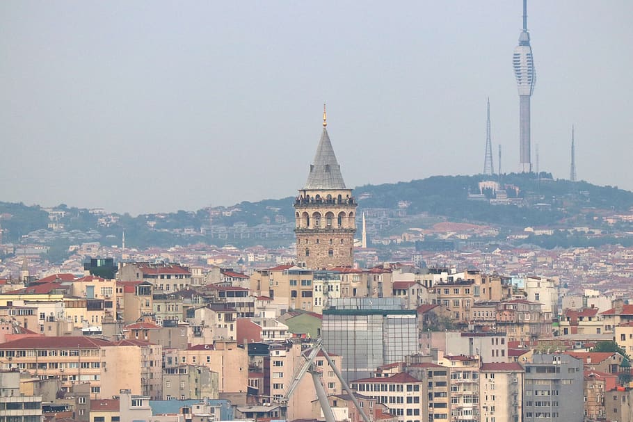 galata, galata tower, city, landscape, istanbul, turkey, travel
