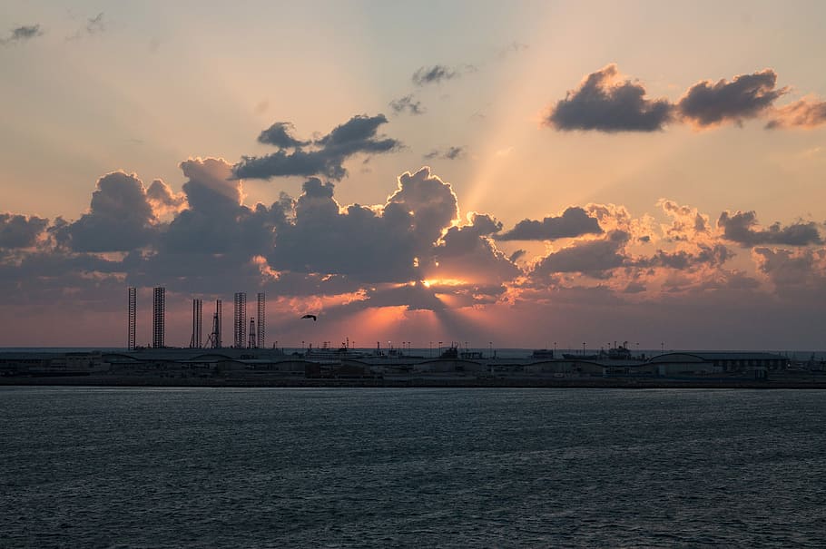 Sunset, Dubai, Clouds, Sky, abendstimmung, u a e, industry HD wallpaper