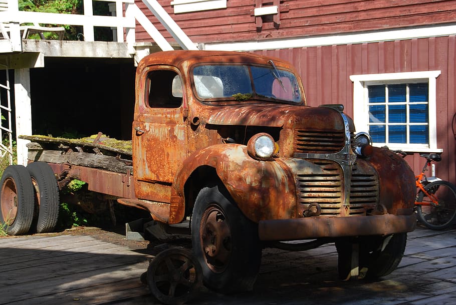 Rusted, Old, Stainless, Metal, dogde, oldtimer, usa, vehicle