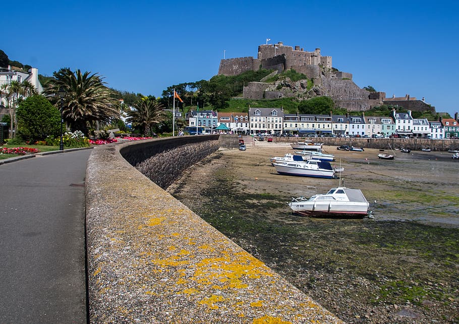 gorey, jersey, harbour, castle, island, fortress, sea, vacation