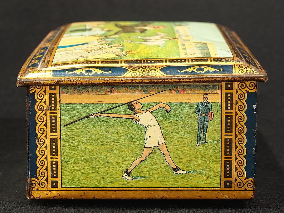 biscuit, box, tin, package, old, retro, historic, container HD wallpaper
