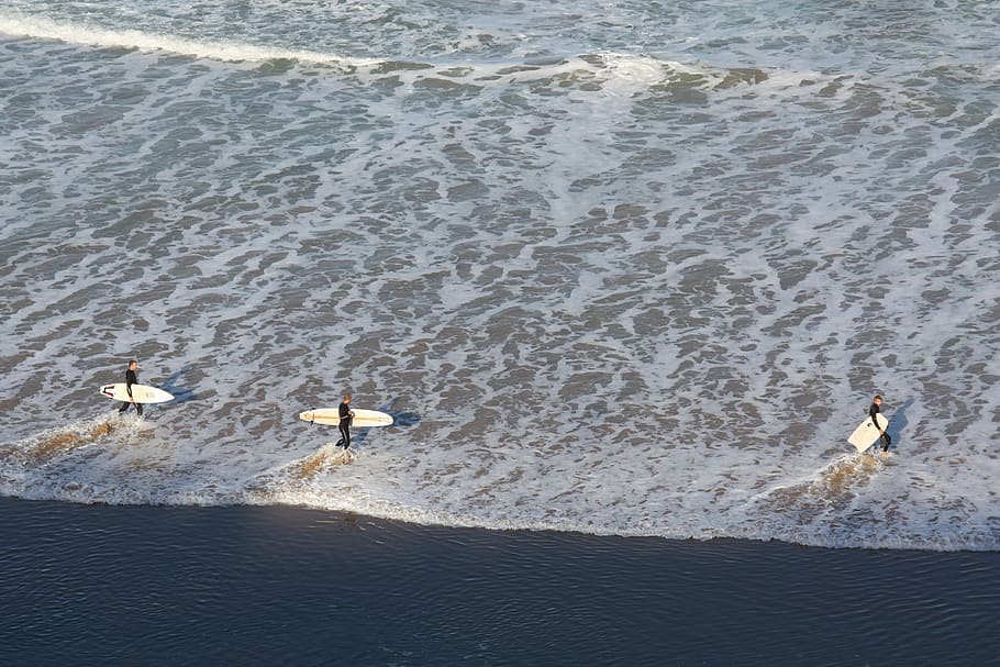 surf, waves, sea, water, high angle view, sport, beach, motion HD wallpaper