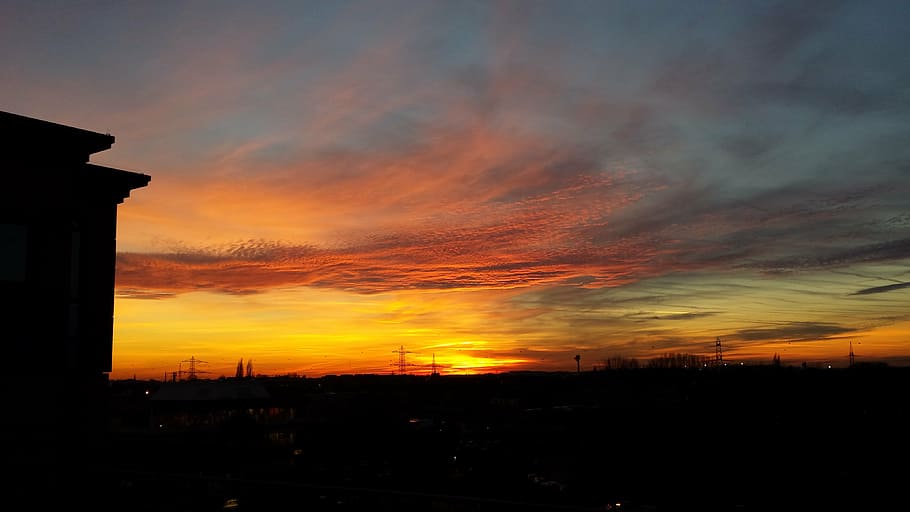 sunset, clouds, sky, landscape, nature, evening sky, afterglow HD wallpaper