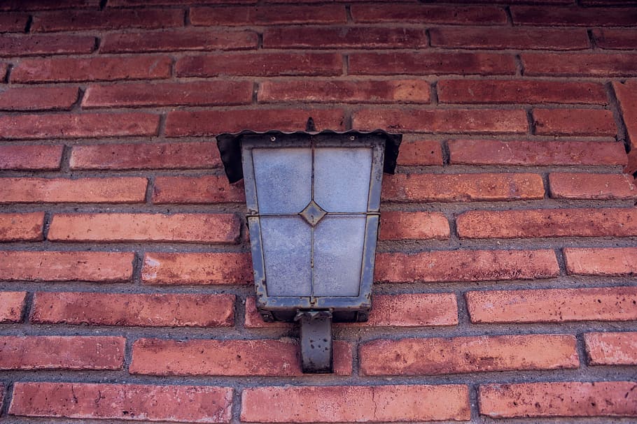 lamp, stock, idea, light, brick, brick wall, wall - building feature HD wallpaper