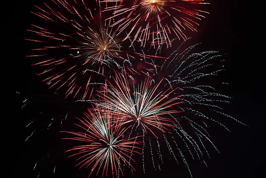 Night, Fireworks, Show, firework display, firework - man made object HD wallpaper