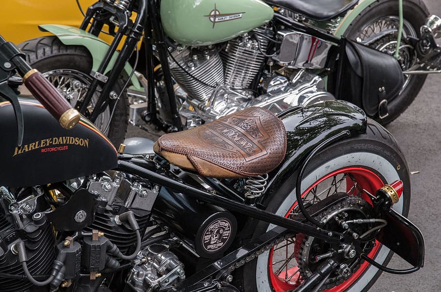 motorcycle, harley davidson, saddle, leather saddle, transport system