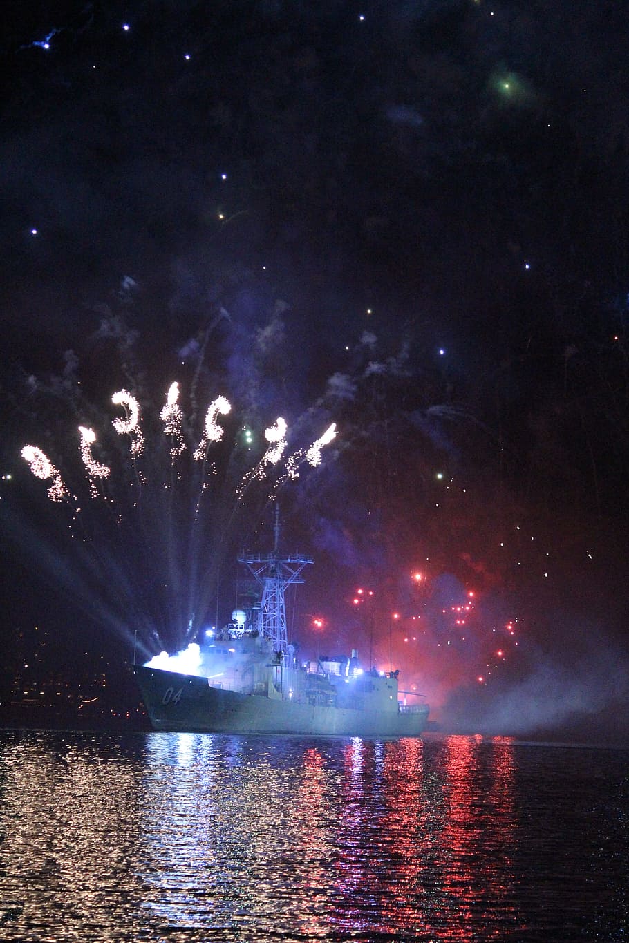 Fireworks, Navy, Harbour, Maritime, patriotism, pyrotechnics HD wallpaper