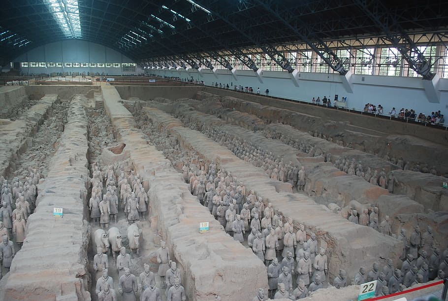 Terracotta, Warriors, Soldier, army, military, history, indoors, HD wallpaper