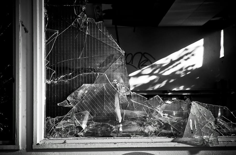 lost places, broken, window, glass, factory, old, leave, industrial building HD wallpaper