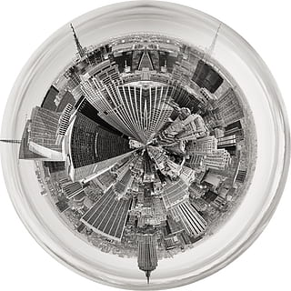 360 grayscale photo of high-rise buildings, new york, manhattan HD wallpaper