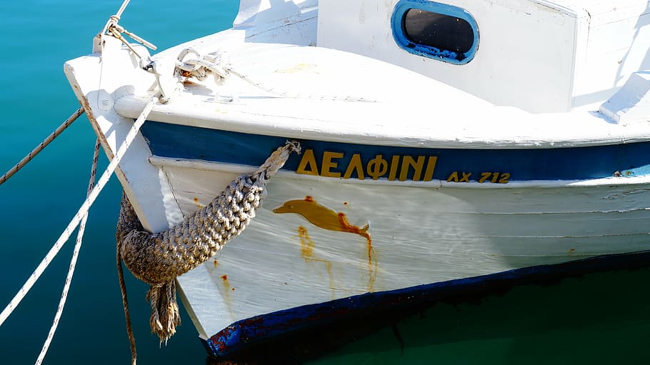 boat, crete, greece, dolphin, nautical vessel, mode of transportation HD wallpaper