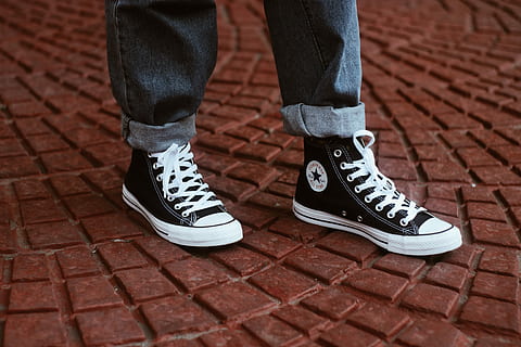 converse all star black and white high tops