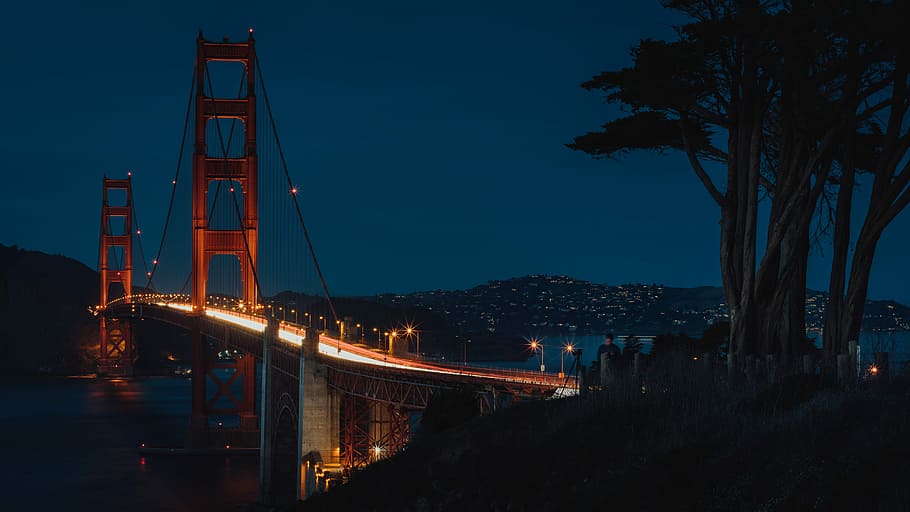 Photographing the bridge, Golden Gate Bridge, San Francisco at night time HD wallpaper
