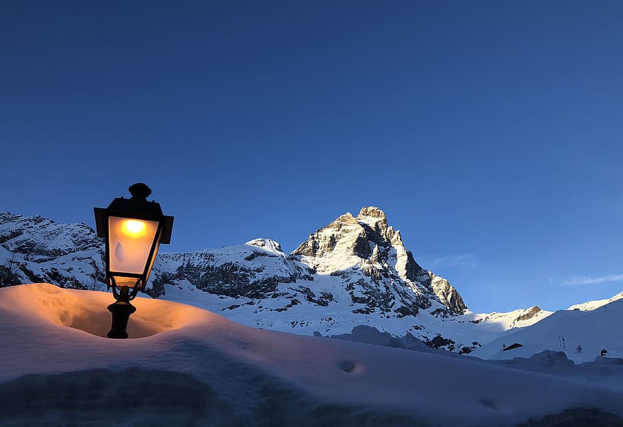 mount matterhorn, mountain, cervinia, light, snow, cold temperature HD wallpaper