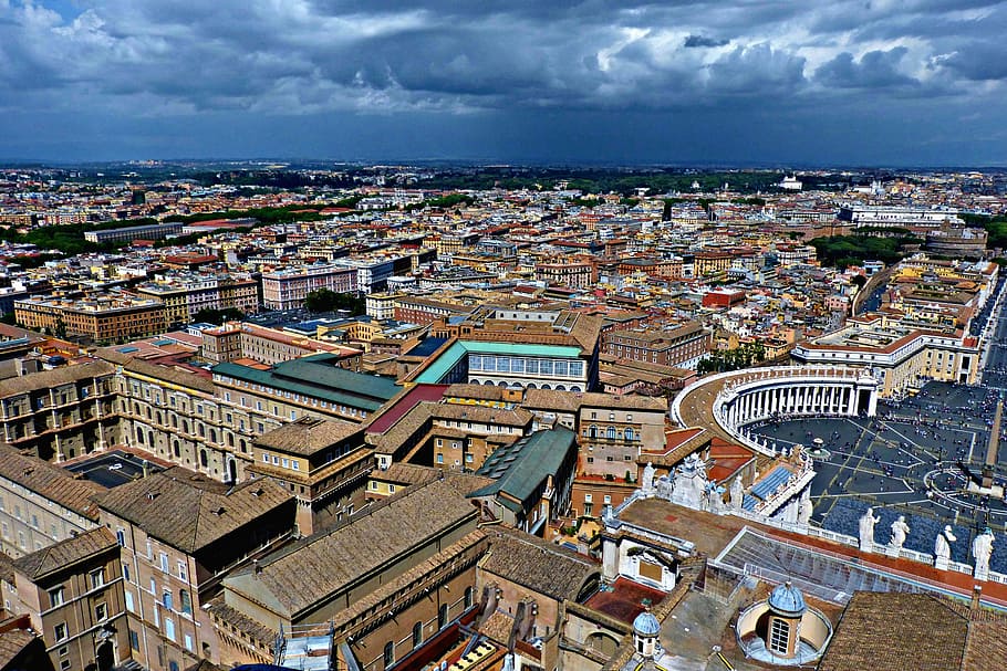 aerial photography of city buildings and houses, Rim, Sistine Chapel, HD wallpaper