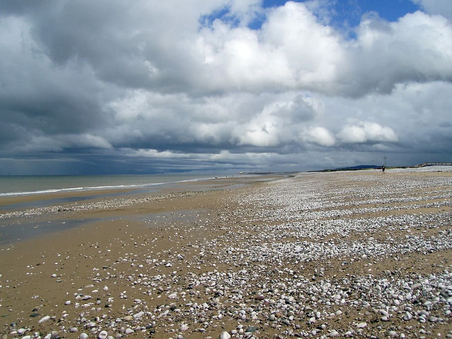Beach, Clouds, Lonely, Sea, lonely beach, loneliness, sand beach HD wallpaper