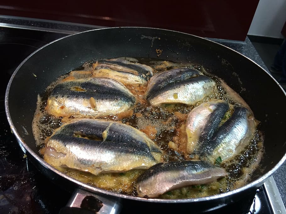 fish, pan, fry, sear, buzeln, seafood, food and drink, kitchen utensil HD wallpaper